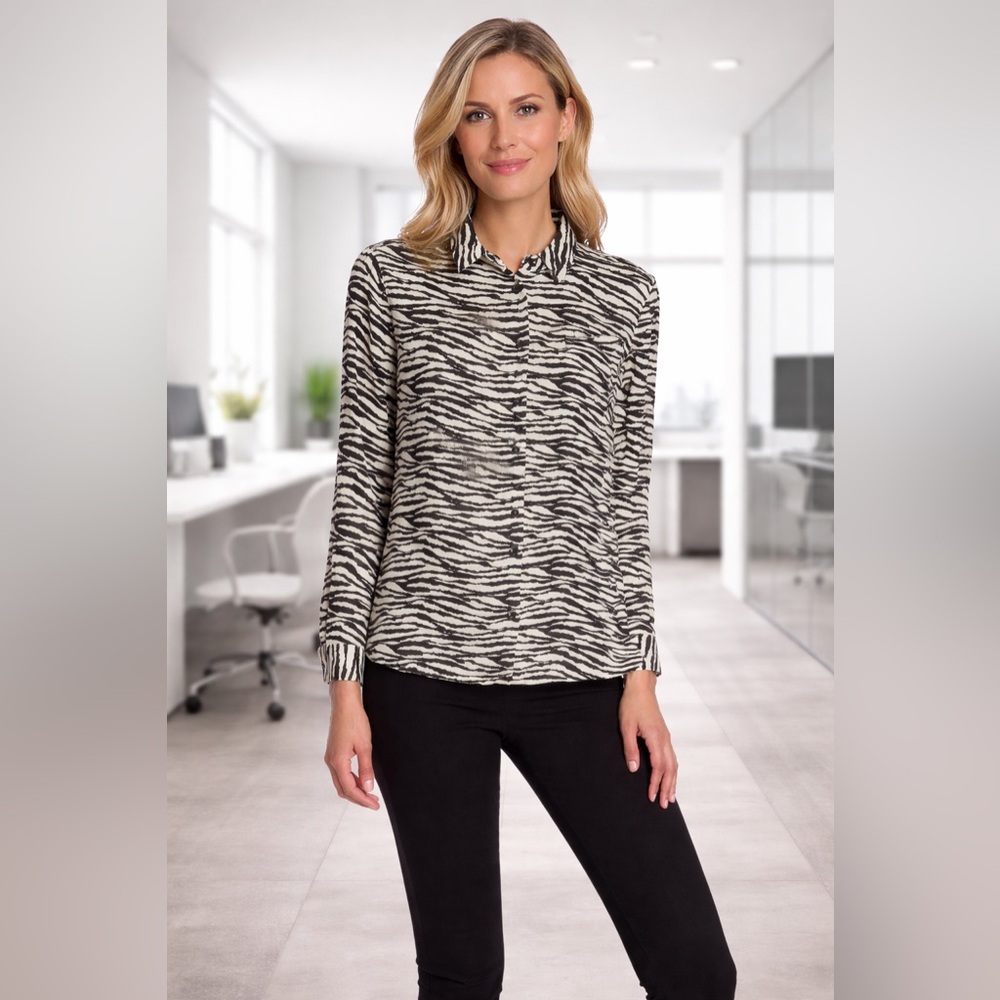 PHILOSOPHY APPAREL Zebra Print Button-Front Blouse